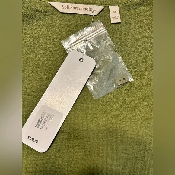NWT SOFT SURROUNDINGS Drina Gauze Button Front Midi Dress Fern‎ Green Sz Medium - Picture 10 of 12